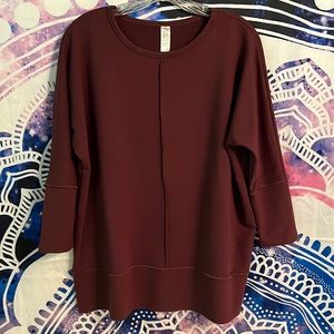 Maroon Spanx top with 3/4 Sleeves